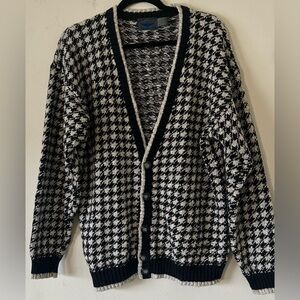 Vintage ETCHINGS Black and White Houndstooth Cardigan